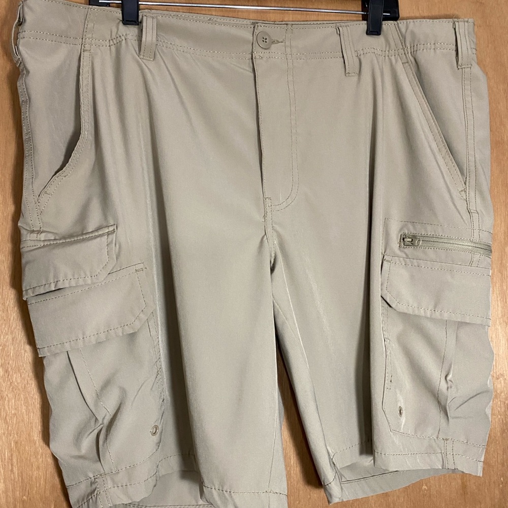 George Tan Cargo Shorts with Flat Front Design